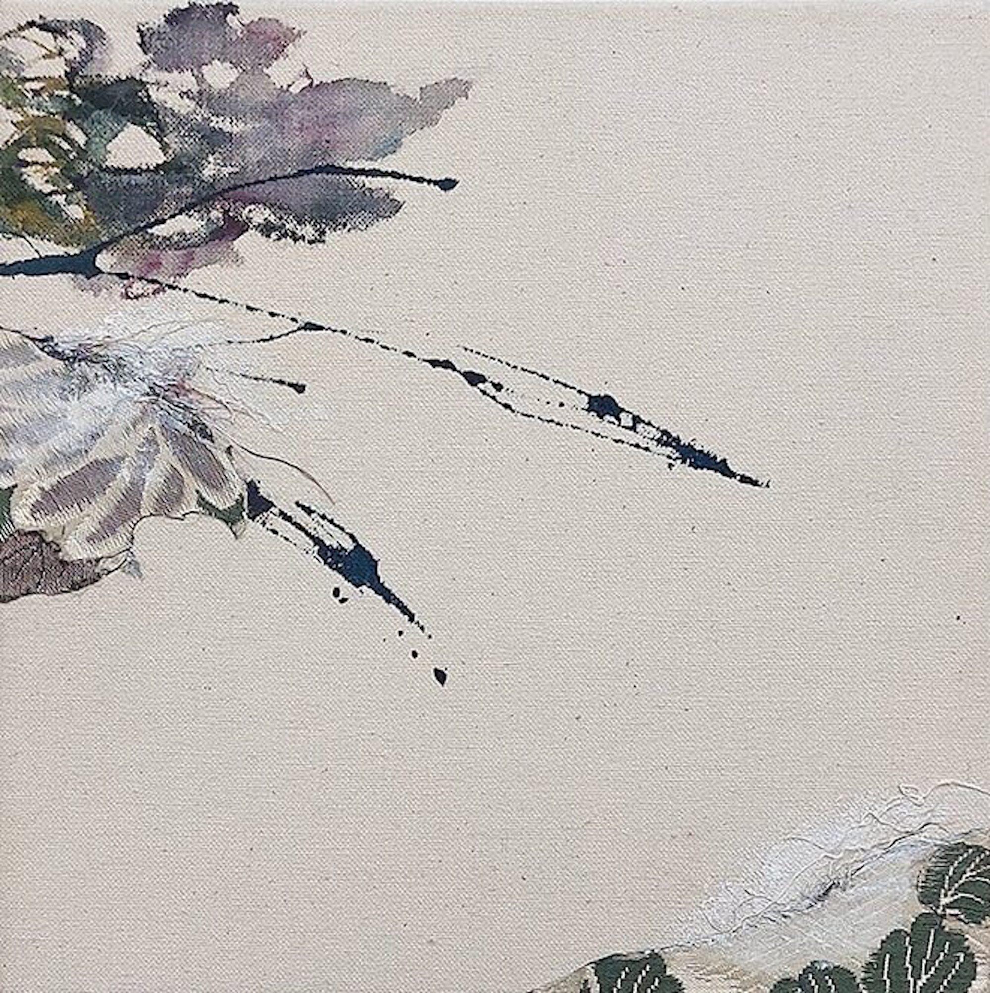 Remembrance #27 by Maho Maeda - Abstract painting, flower, pastel colours