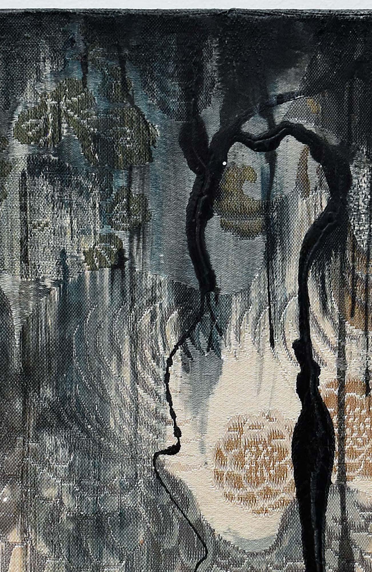 Remembrance #34 de Maho Maeda - Pintura abstracta, tela estampada, pájaro, flora en venta 5