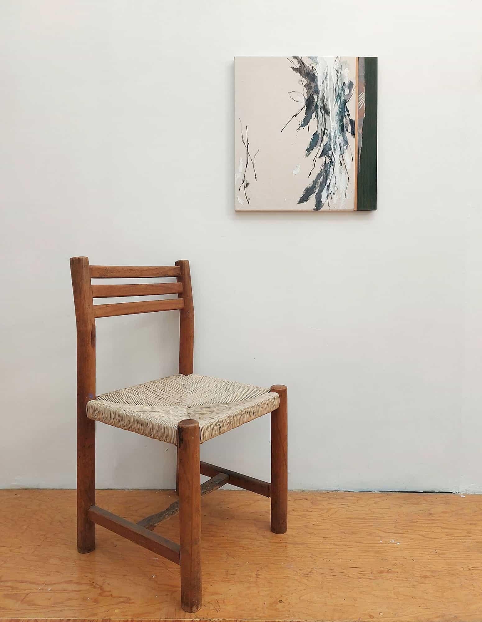 Remembrance #8 by Maho Maeda - Abstract painting, flowers, textile and wood For Sale 1