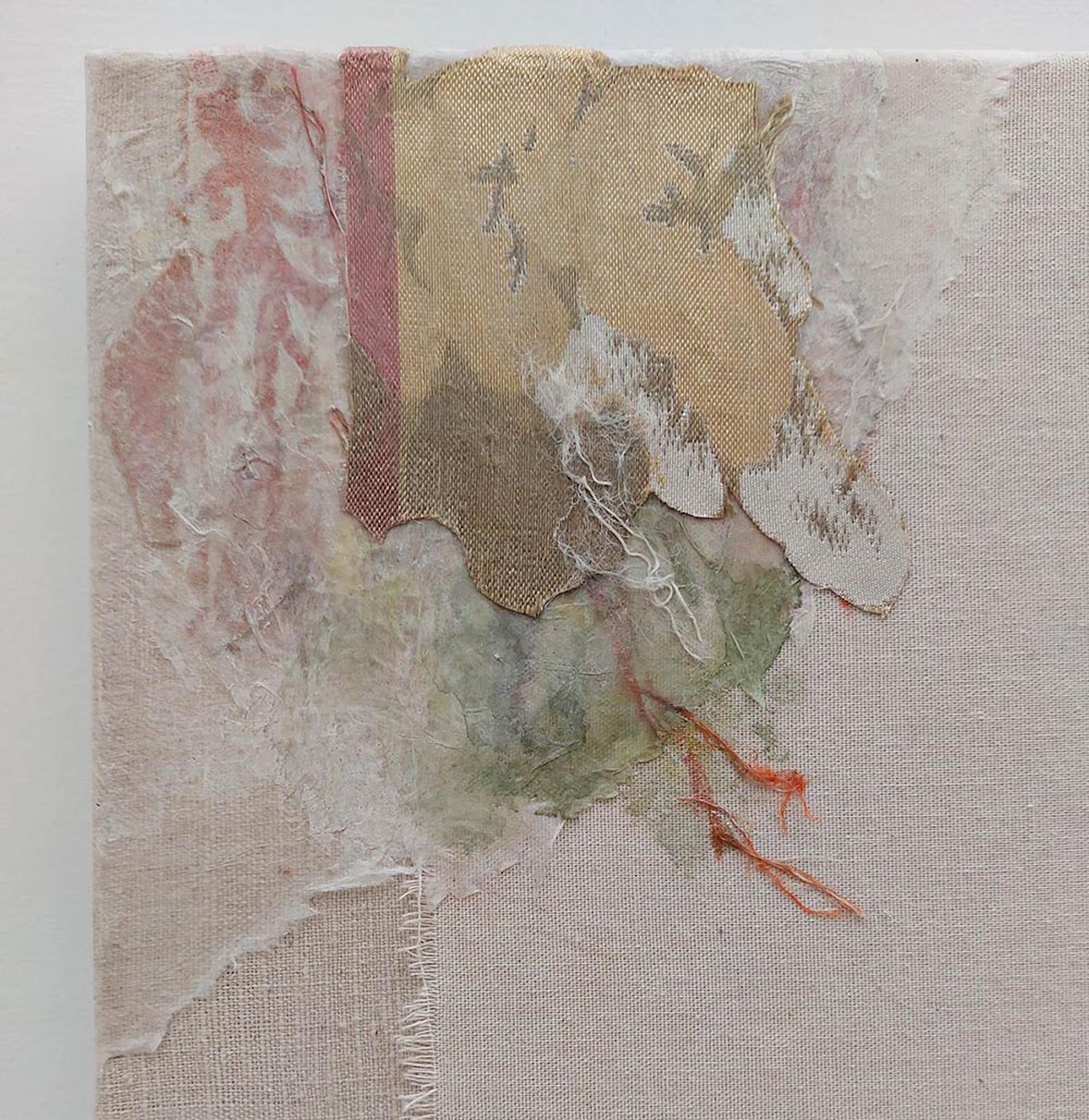 Remembrance set of 4 by Maho Maeda - Abstract painting, flowers, textile & paper For Sale 9