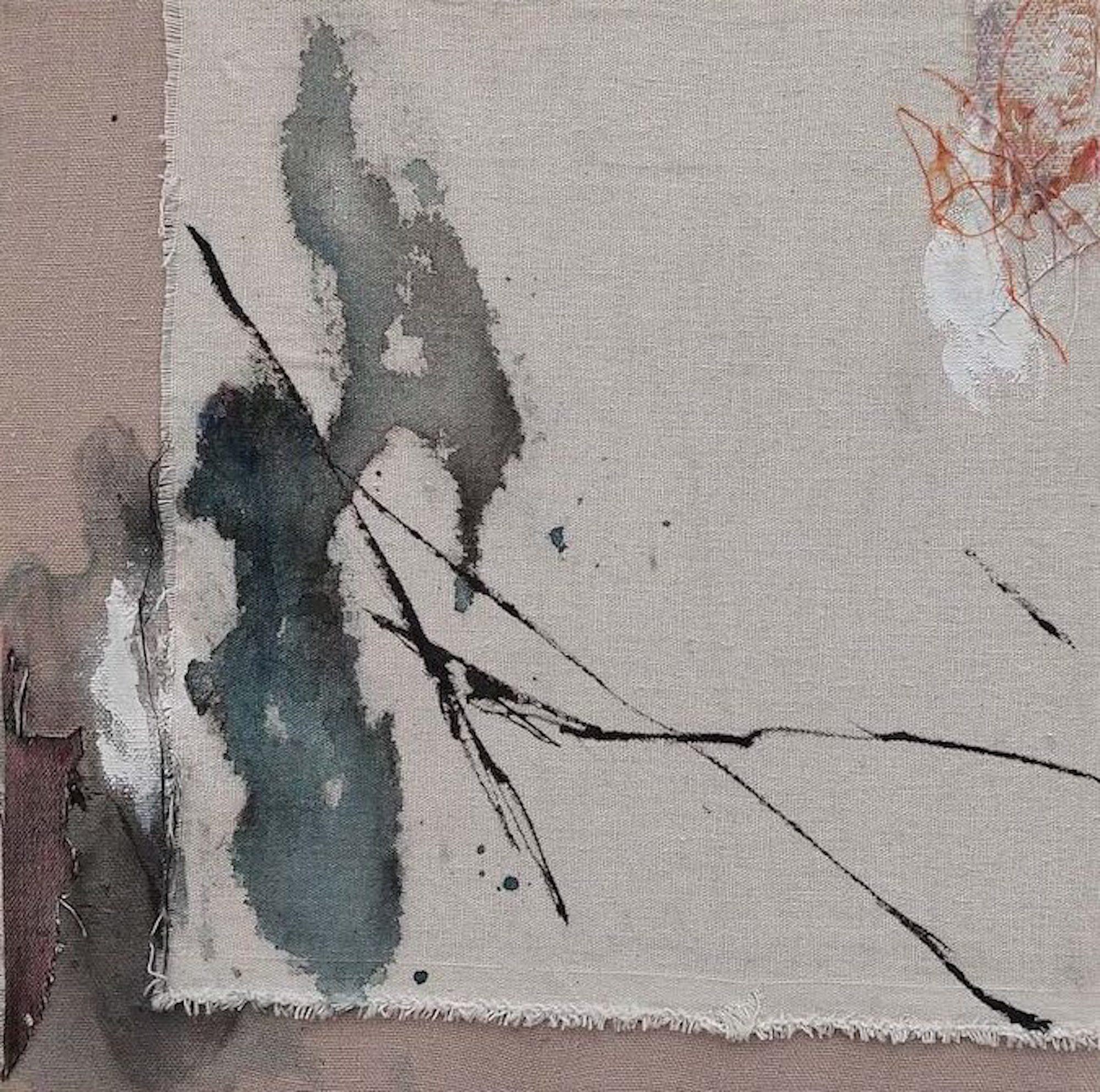 Remembrance set of 4 by Maho Maeda - Abstract painting, flowers, textile & paper For Sale 2