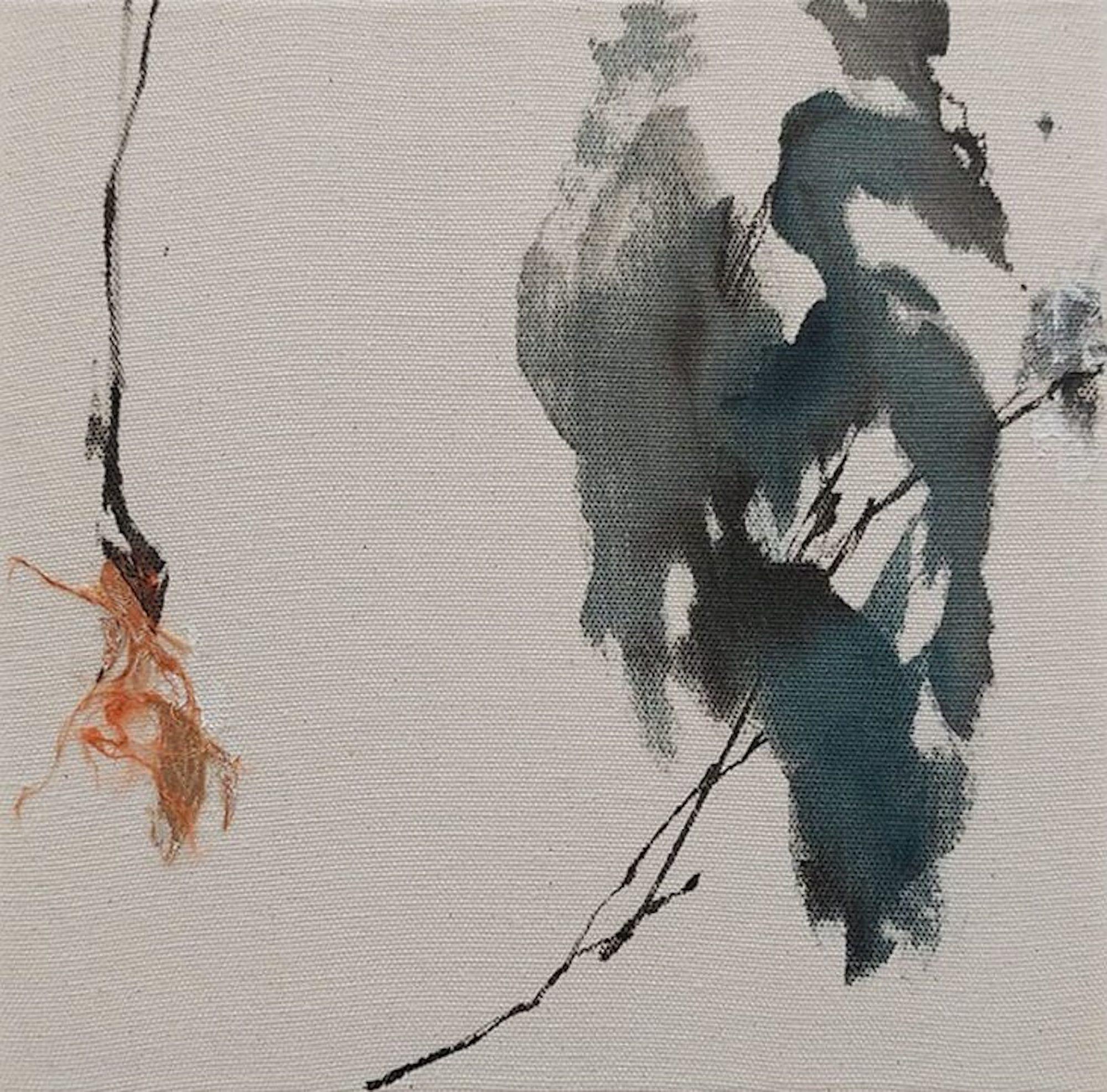 Remembrance set of 4 by Maho Maeda - Abstract painting, flowers, textile & paper For Sale 4