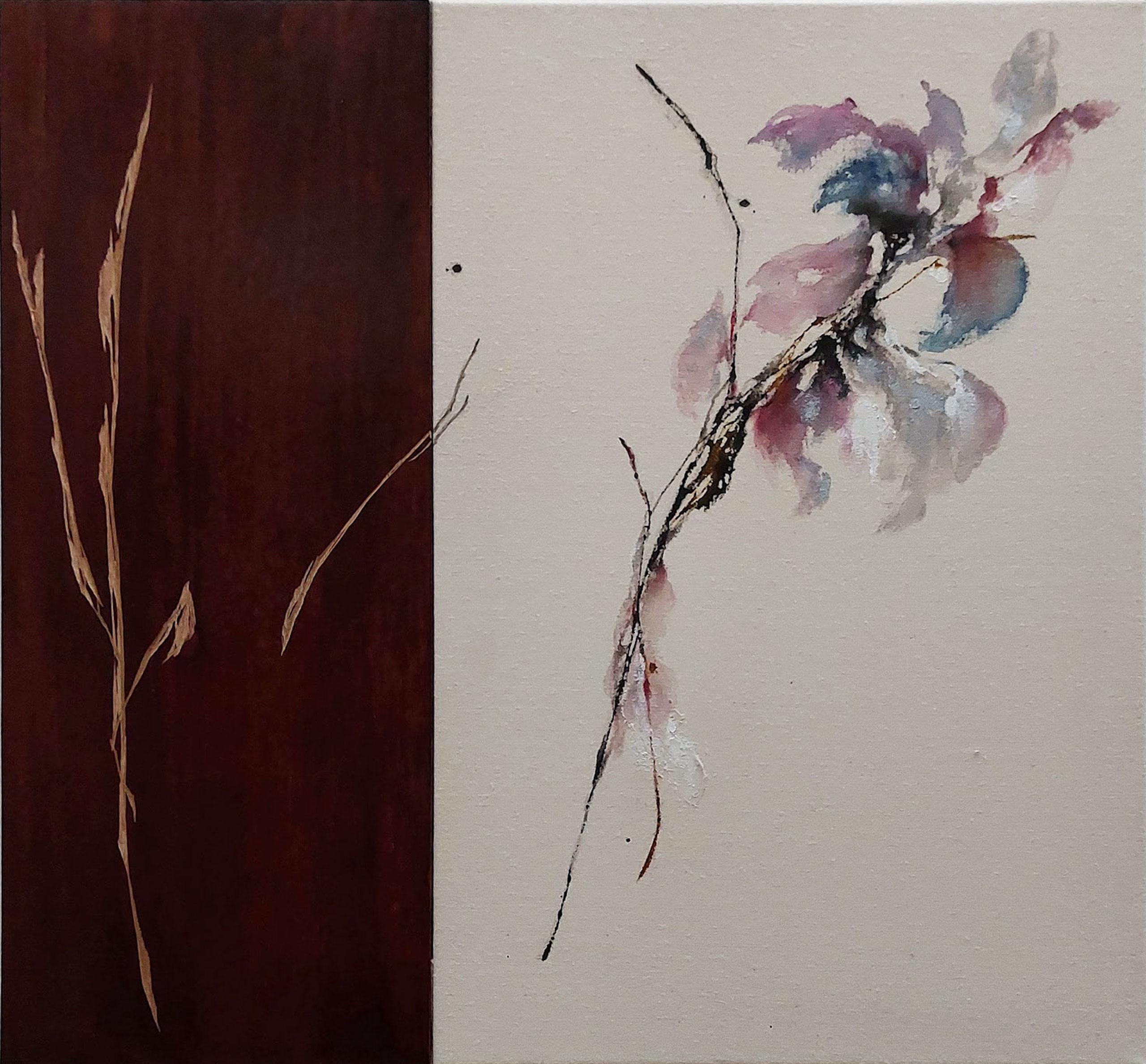 Sound of Sakura #3 par Maho Maeda - Peinture acrylique, encre, nature, fleurs