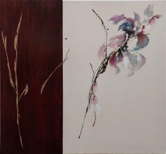 Sound of Sakura #3 par Maho Maeda - Peinture acrylique, encre, nature, fleurs