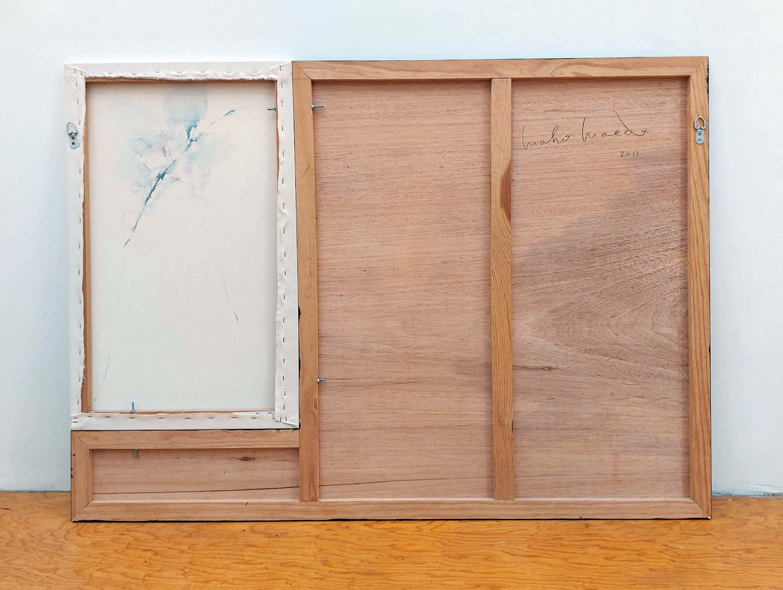 Unborn Sound #14 von Maho Maeda - Abstraktes Gemälde, Leinwand, Holz, Flora, Dunkelheit im Angebot 4