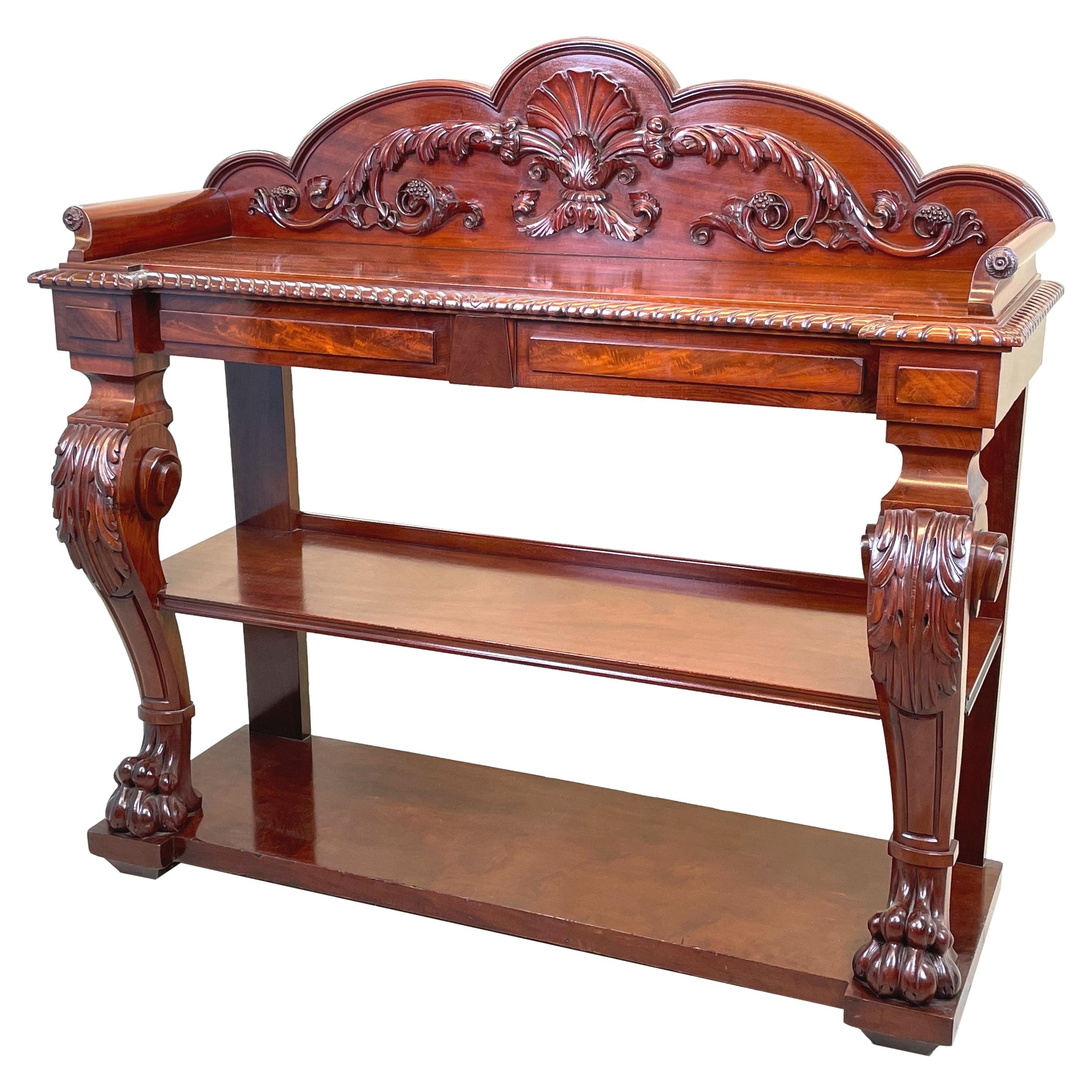 Mahogany 19th Century Carved Buffet For Sale