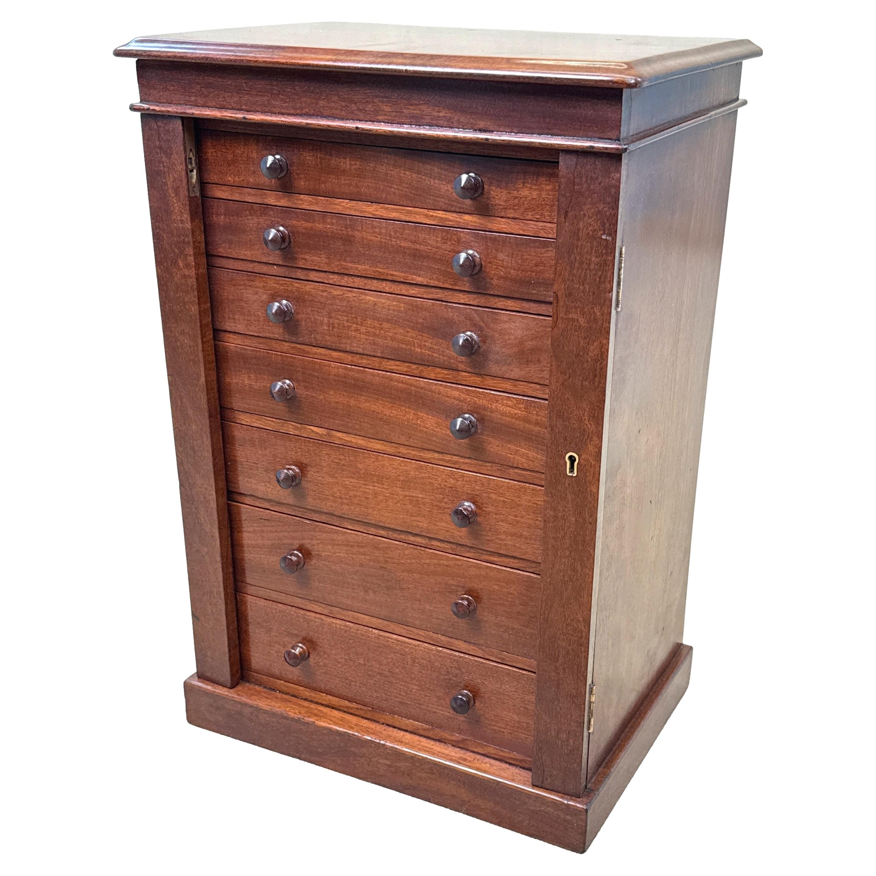 Mahogany 19th Century Miniature Wellington Chest Of Drawers