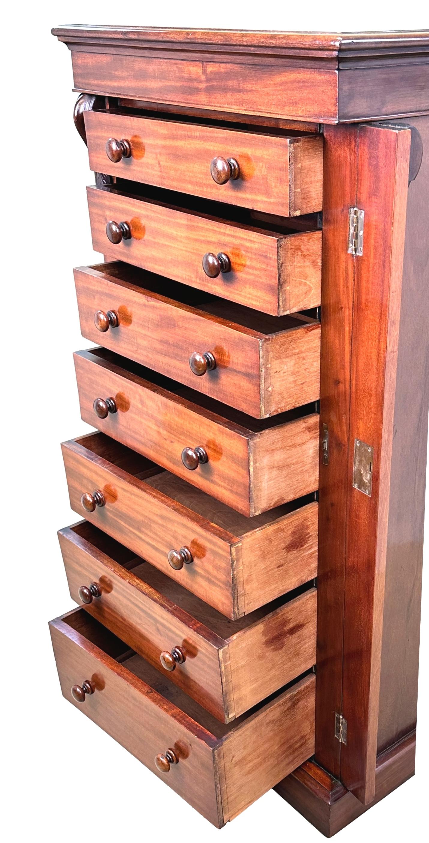 Mahogany 19th Century Wellington Chest Of Drawers For Sale 1