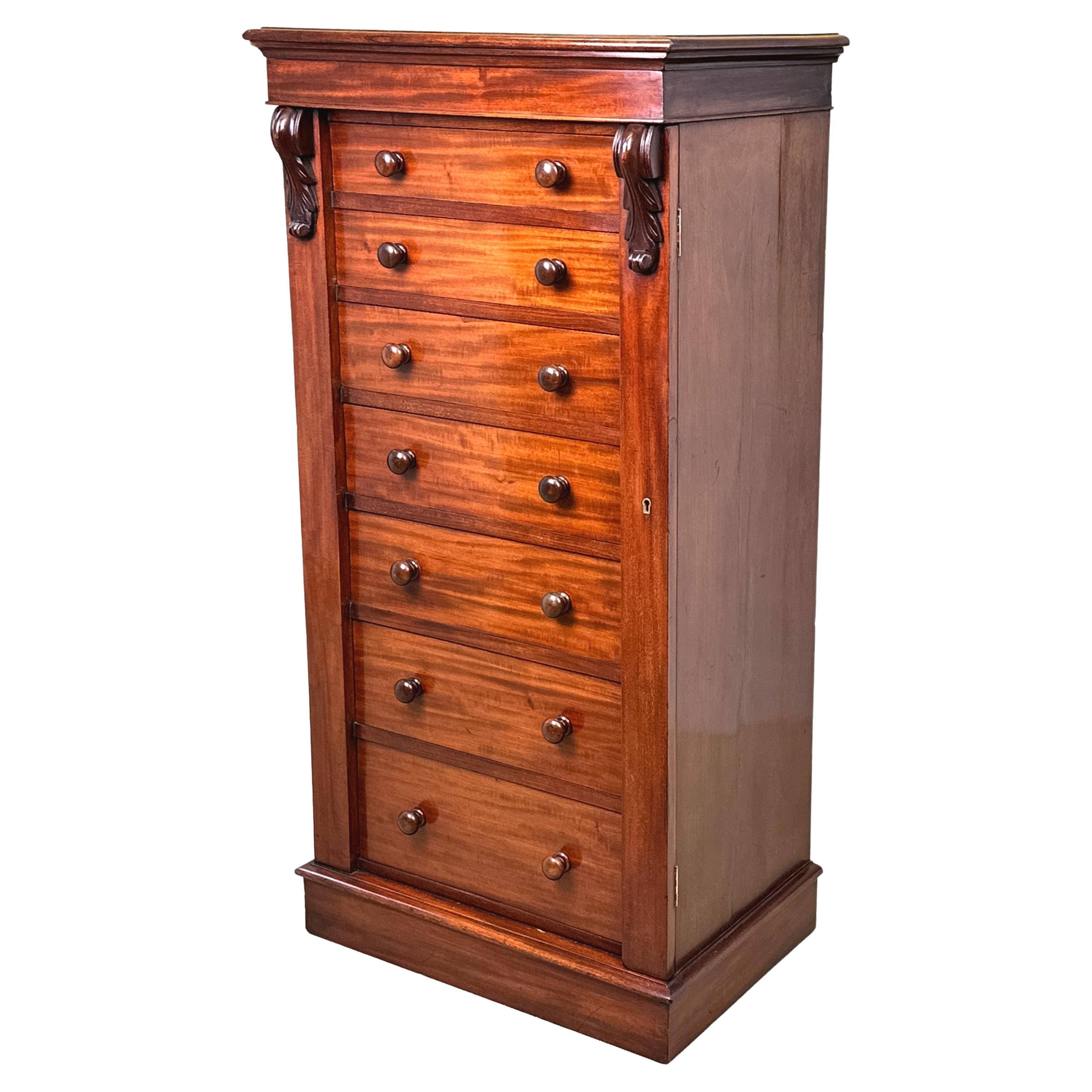 Mahogany 19th Century Wellington Chest Of Drawers For Sale