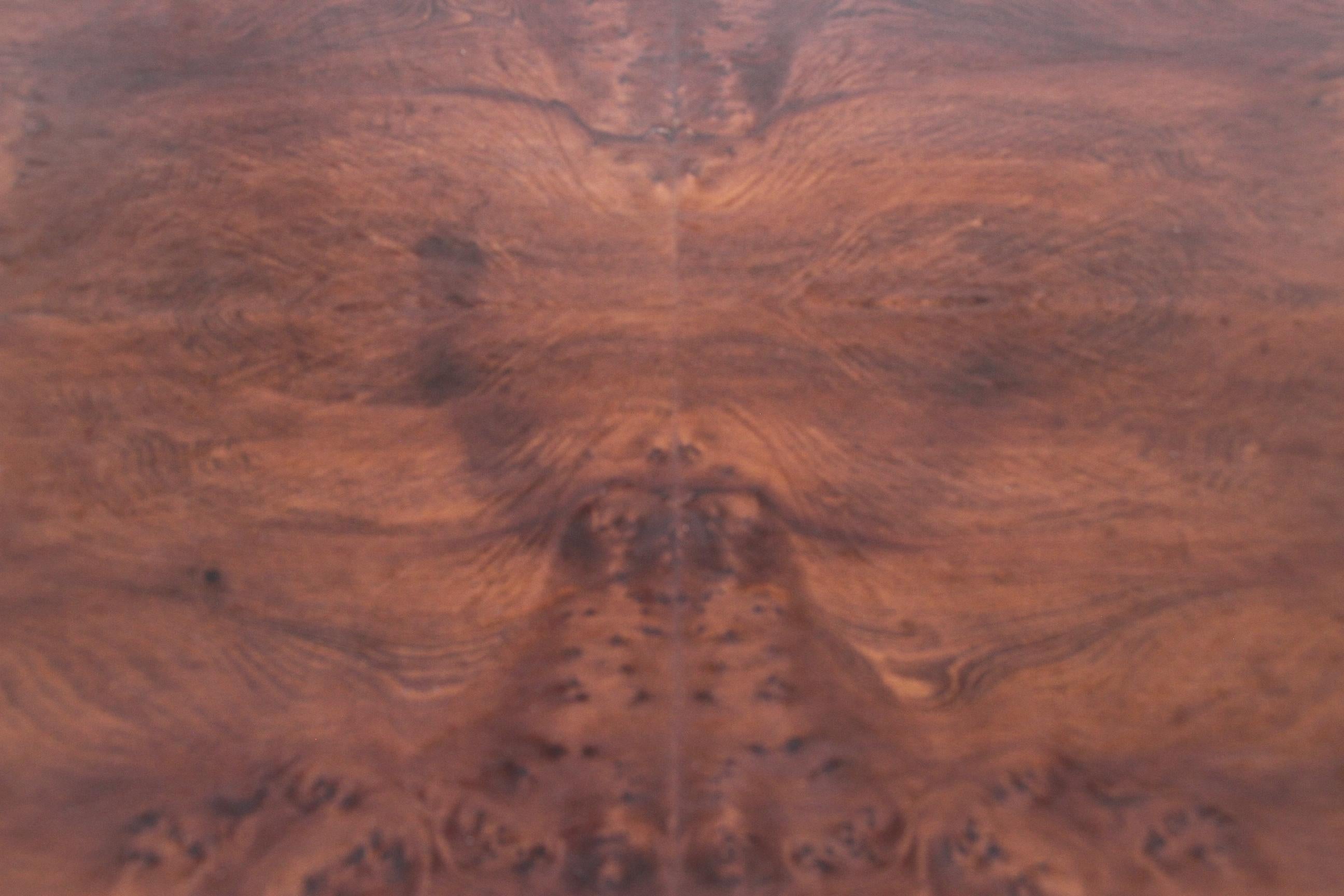 Walnut 2-Drawer Writing Table w/ Burl Walnut Top For Sale 3