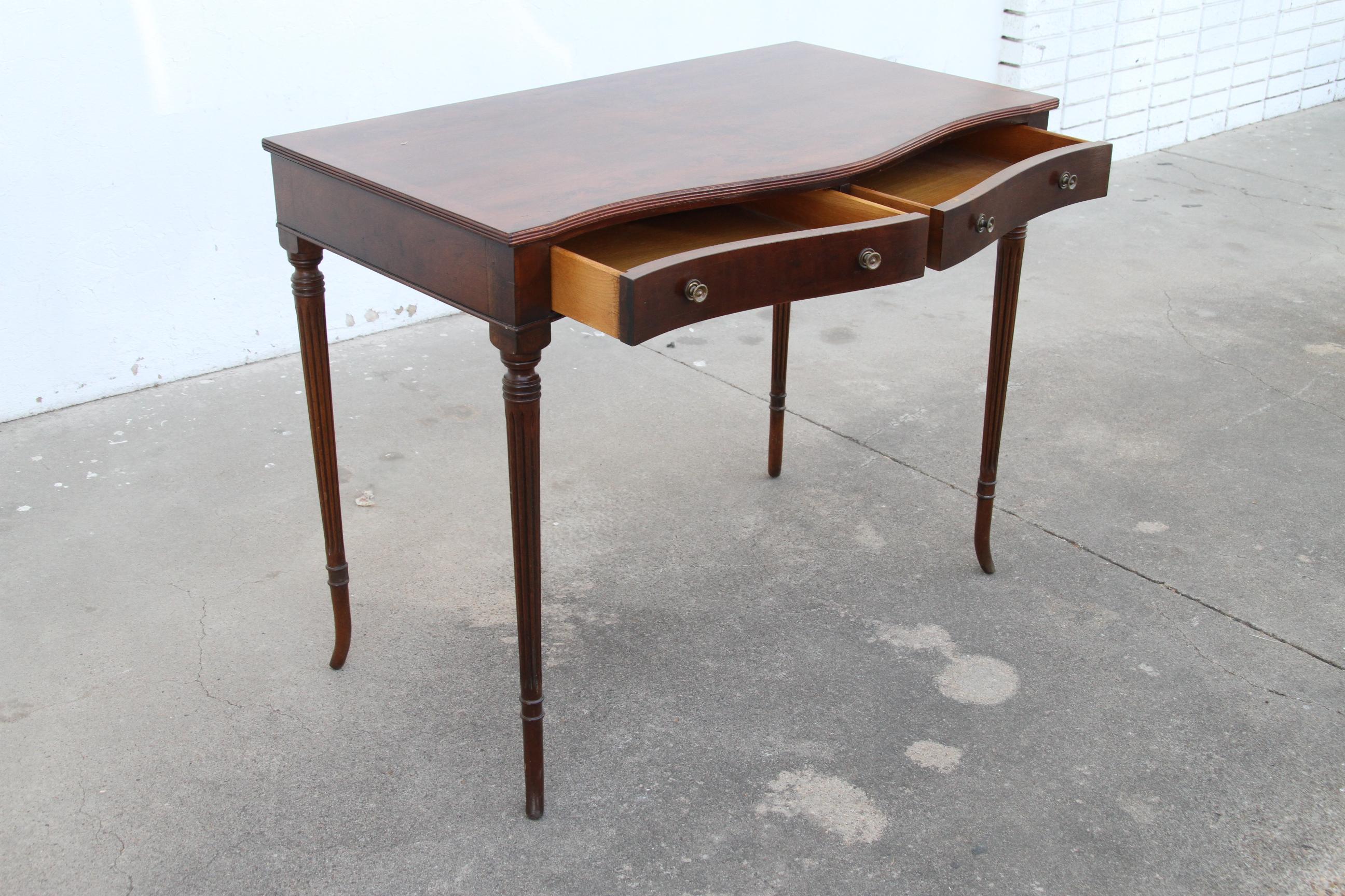 Woodwork Walnut 2-Drawer Writing Table w/ Burl Walnut Top For Sale