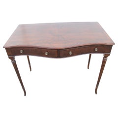 Walnut 2-Drawer Writing Table w/ Burl Walnut Top