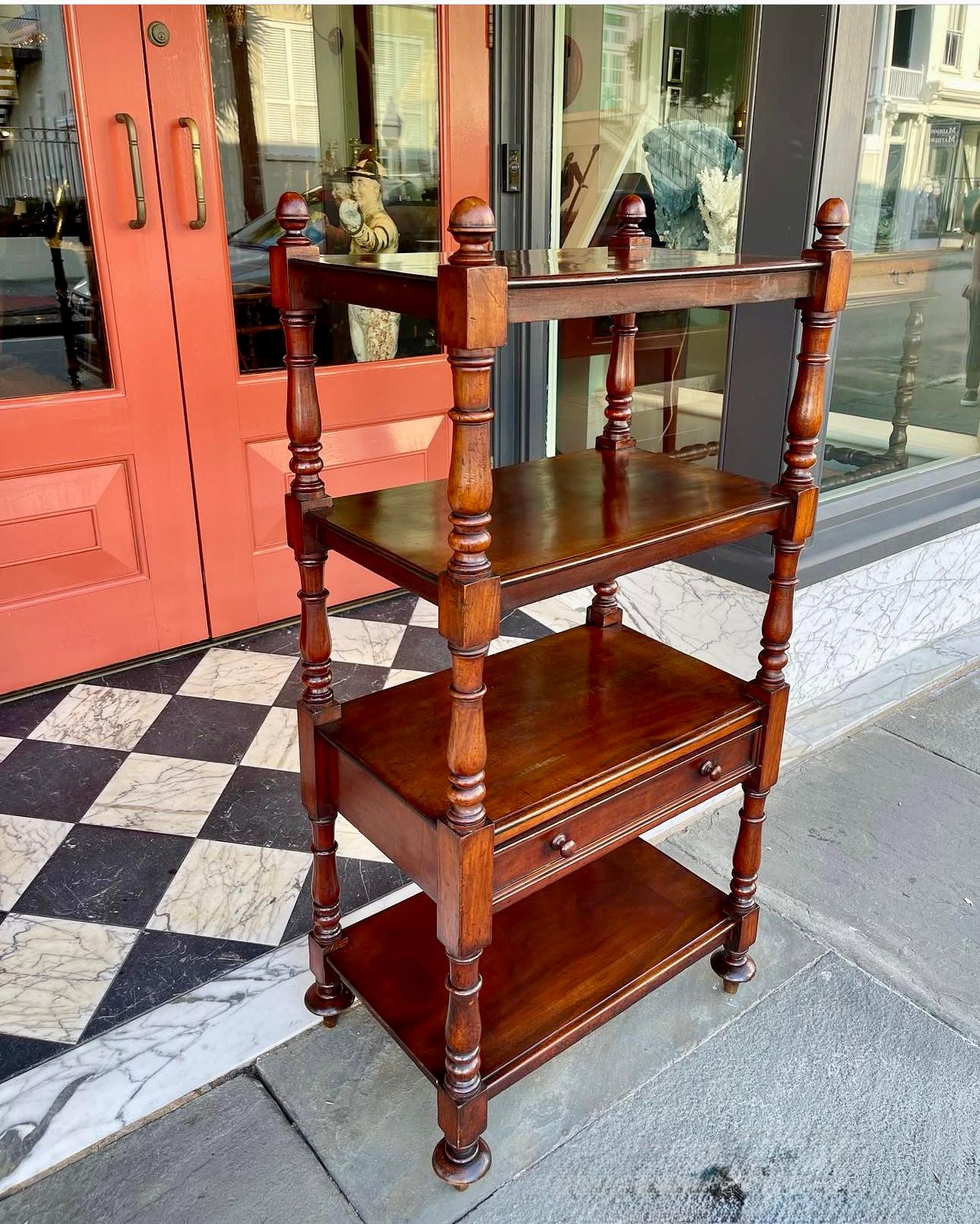 Mahogany 4 tier etagere with single drawer c1840 For Sale 1