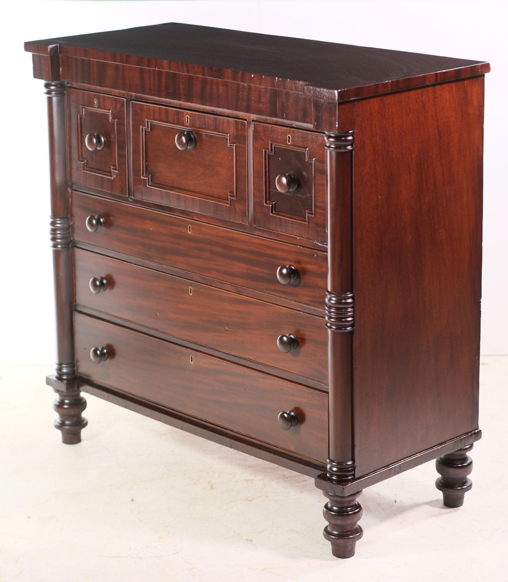 Mahogany 6 Drawer Dresser Empire Style  4