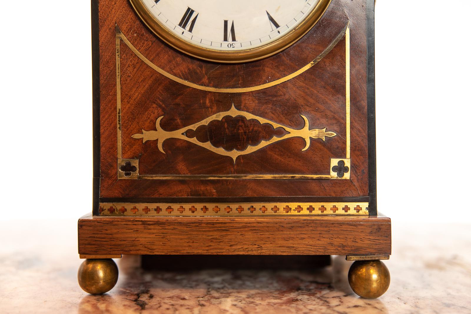 British Mahogany 8 Day Striking Regency Table or Bracket Clock For Sale