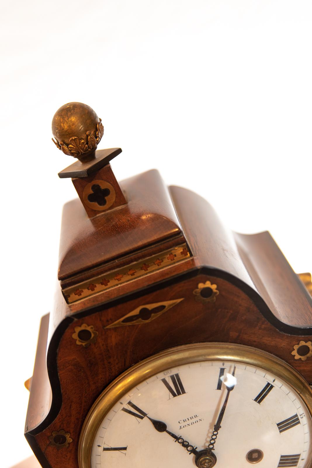 Polished Mahogany 8 Day Striking Regency Table or Bracket Clock For Sale