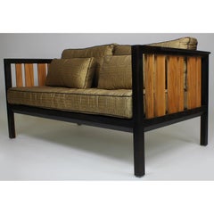 Mahogany and Ash Loveseat, Settee after a Design by Edward Wormley for Dunbar