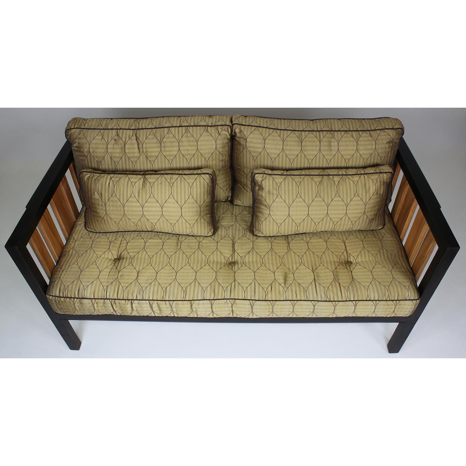 Mid-Century Modern Mahogany and Ash Loveseat, Settee after a Design by Edward Wormley for Dunbar For Sale