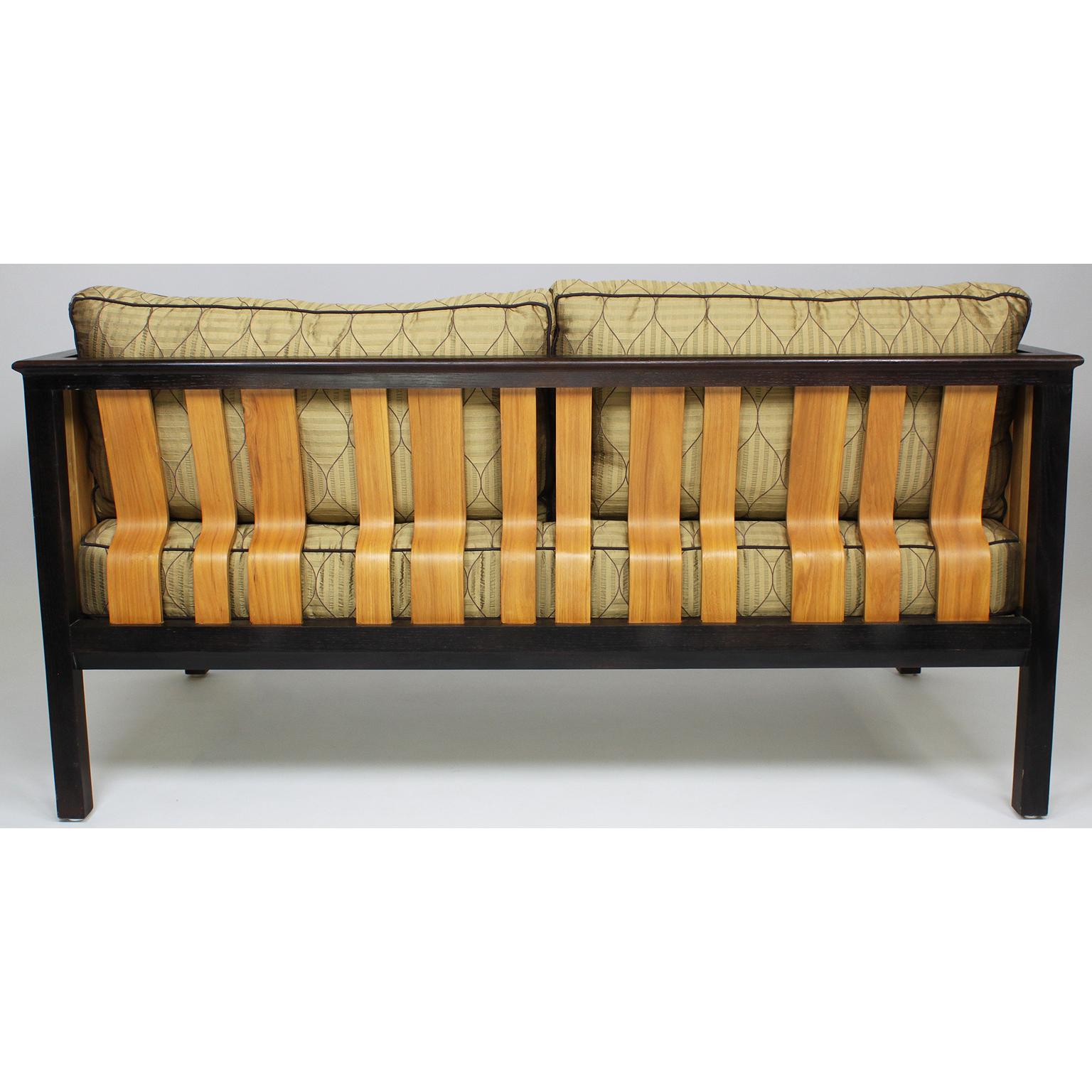 Mahogany and Ash Loveseat, Settee after a Design by Edward Wormley for Dunbar For Sale 1