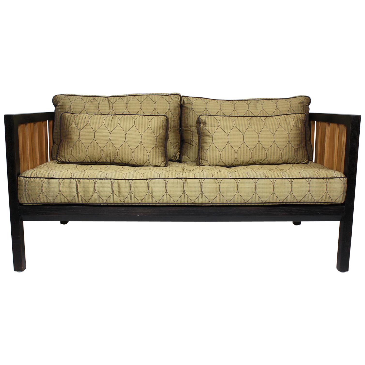 Mahogany and Ash Loveseat, Settee after a Design by Edward Wormley for Dunbar For Sale