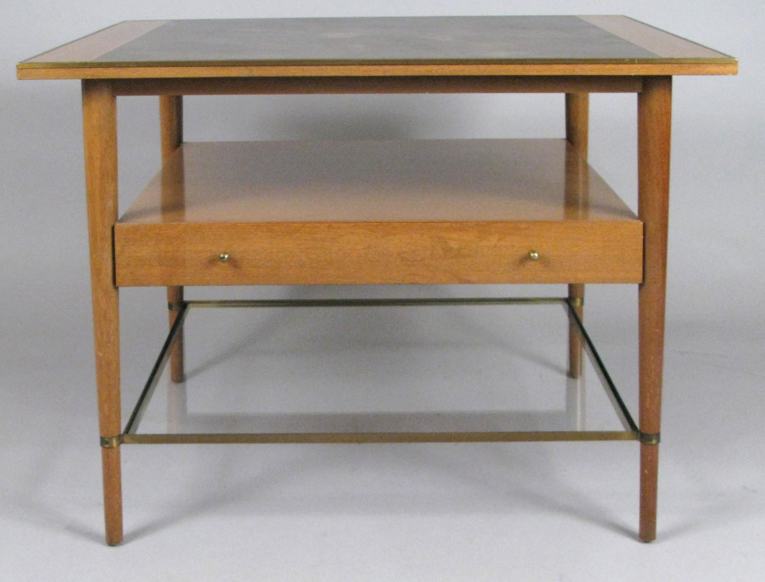 Mid-Century Modern Mahogany and Brass 1950s Table by Paul McCobb