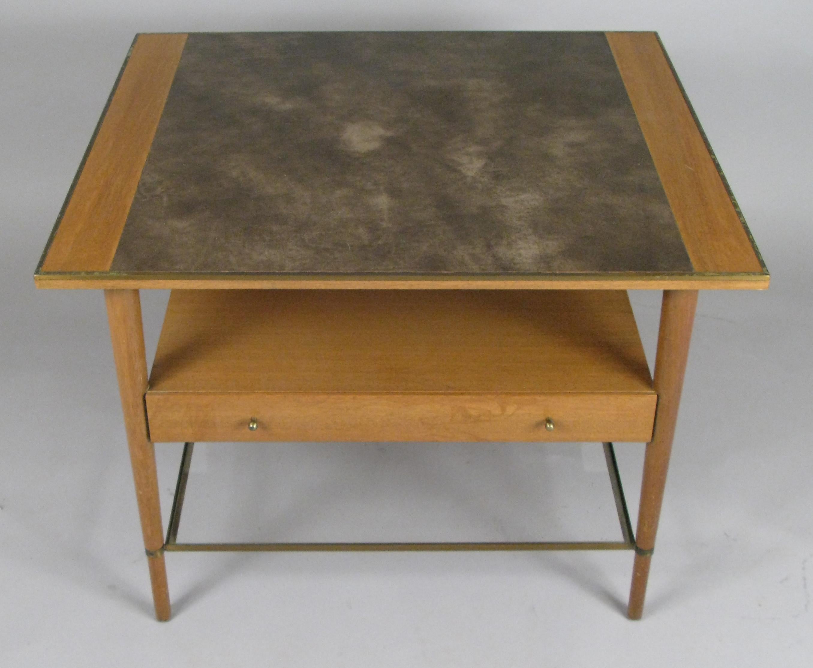 American Mahogany and Brass 1950s Table by Paul McCobb