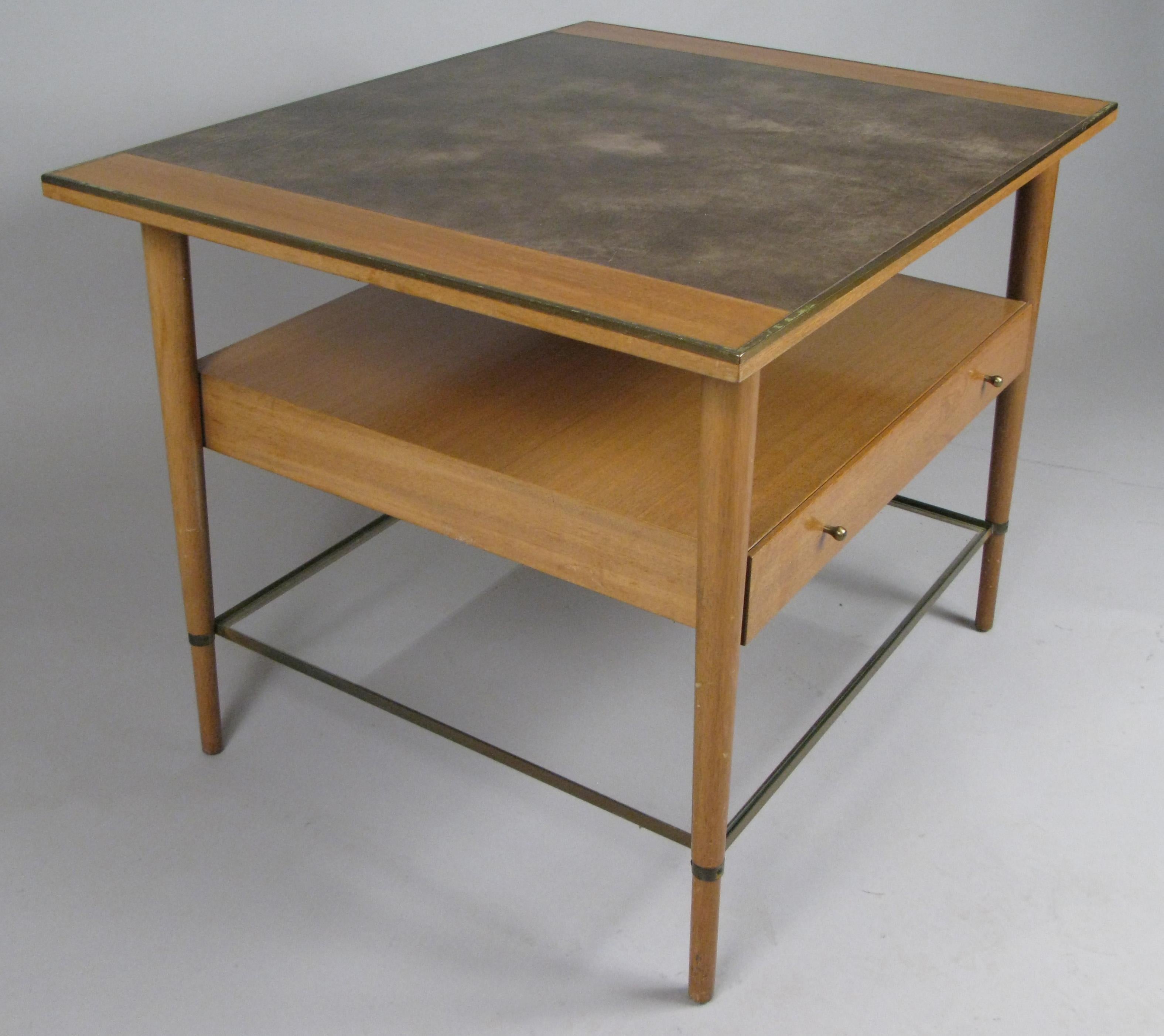 Mid-20th Century Mahogany and Brass 1950s Table by Paul McCobb