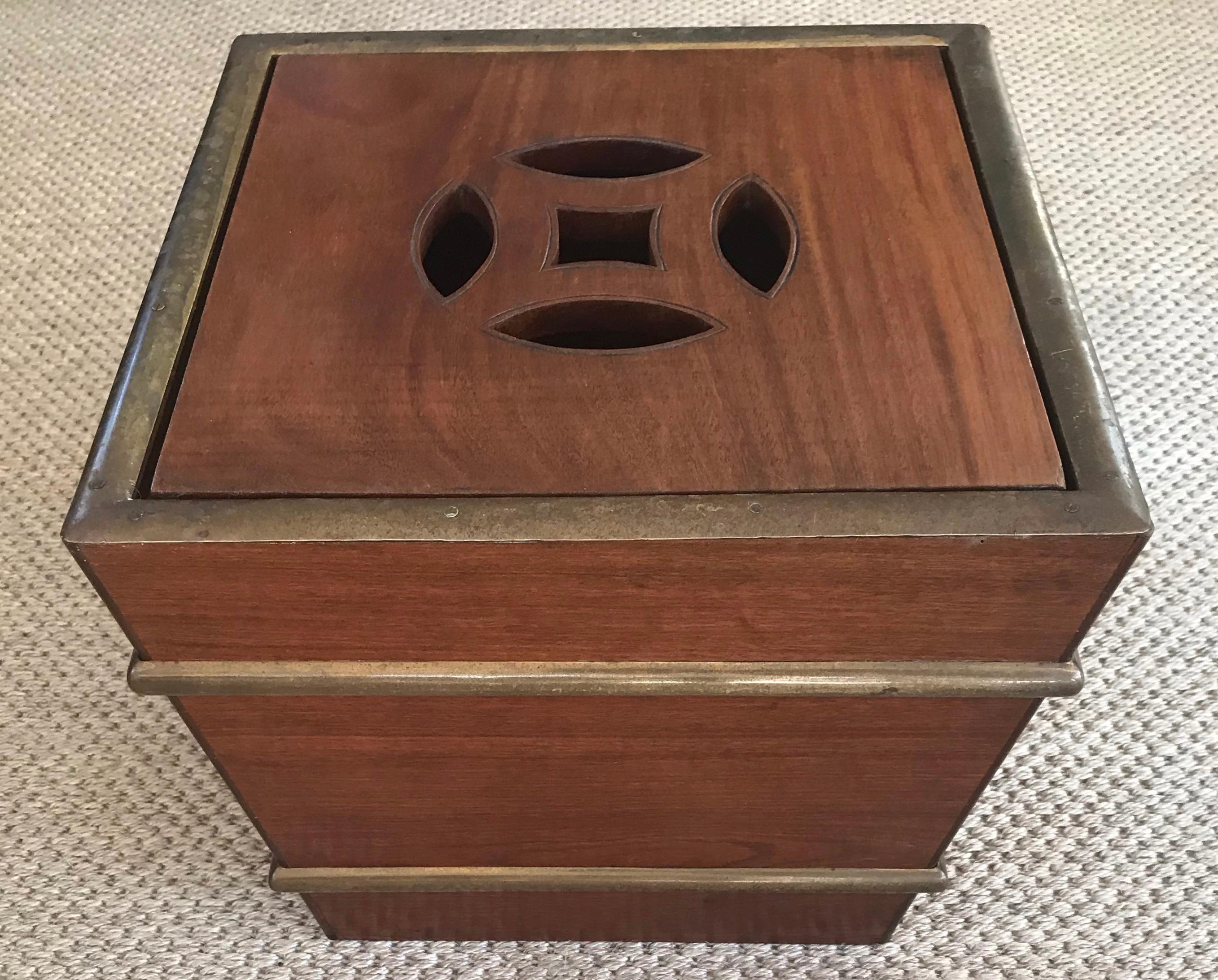 20th Century Mahogany and Brass Banded Cachepot For Sale