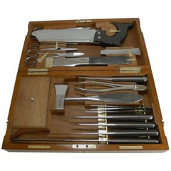 Antique Mahogany and Brass Cased Down Brothers Surgeons Instruments, circa 1890