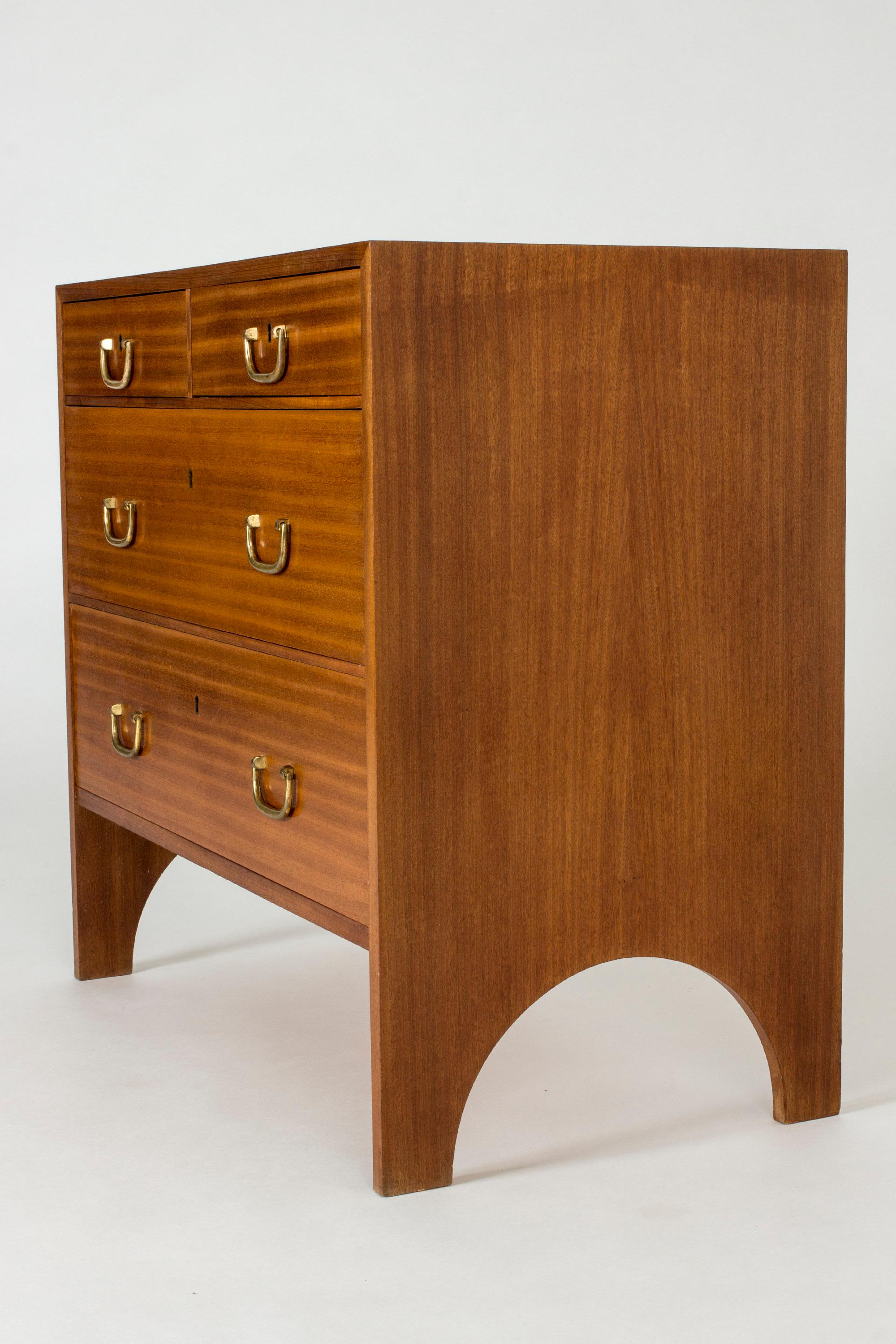 Swedish Mahogany and Brass Chest of Drawers by Josef Frank for Svenskt Tenn, Sweden For Sale