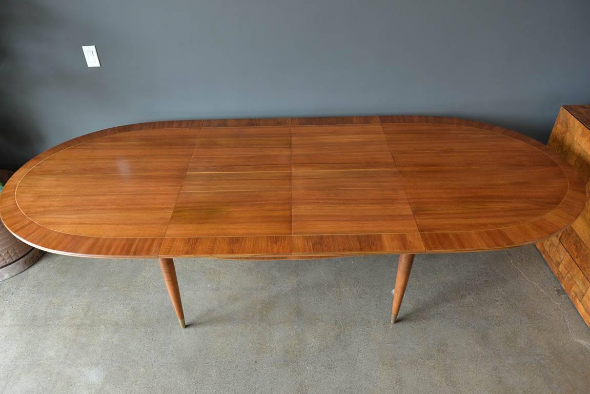 Mid-Century Modern Mahogany and Brass Dining Table by Erno Fabry, Germany, circa 1955