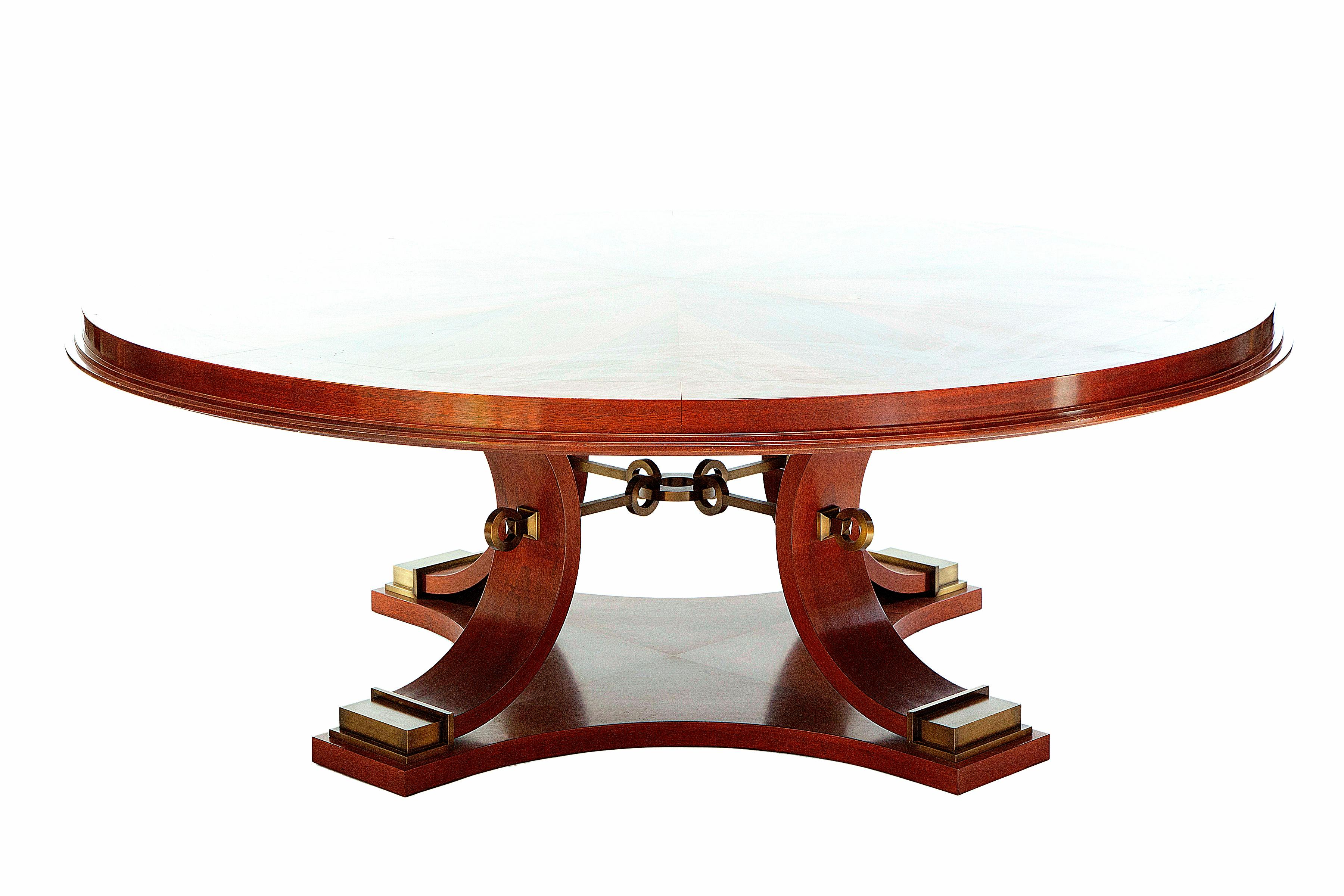 Fin du 20e siècle Mahogany and Brass Dinning Table by Thierry Despont Custom en vente
