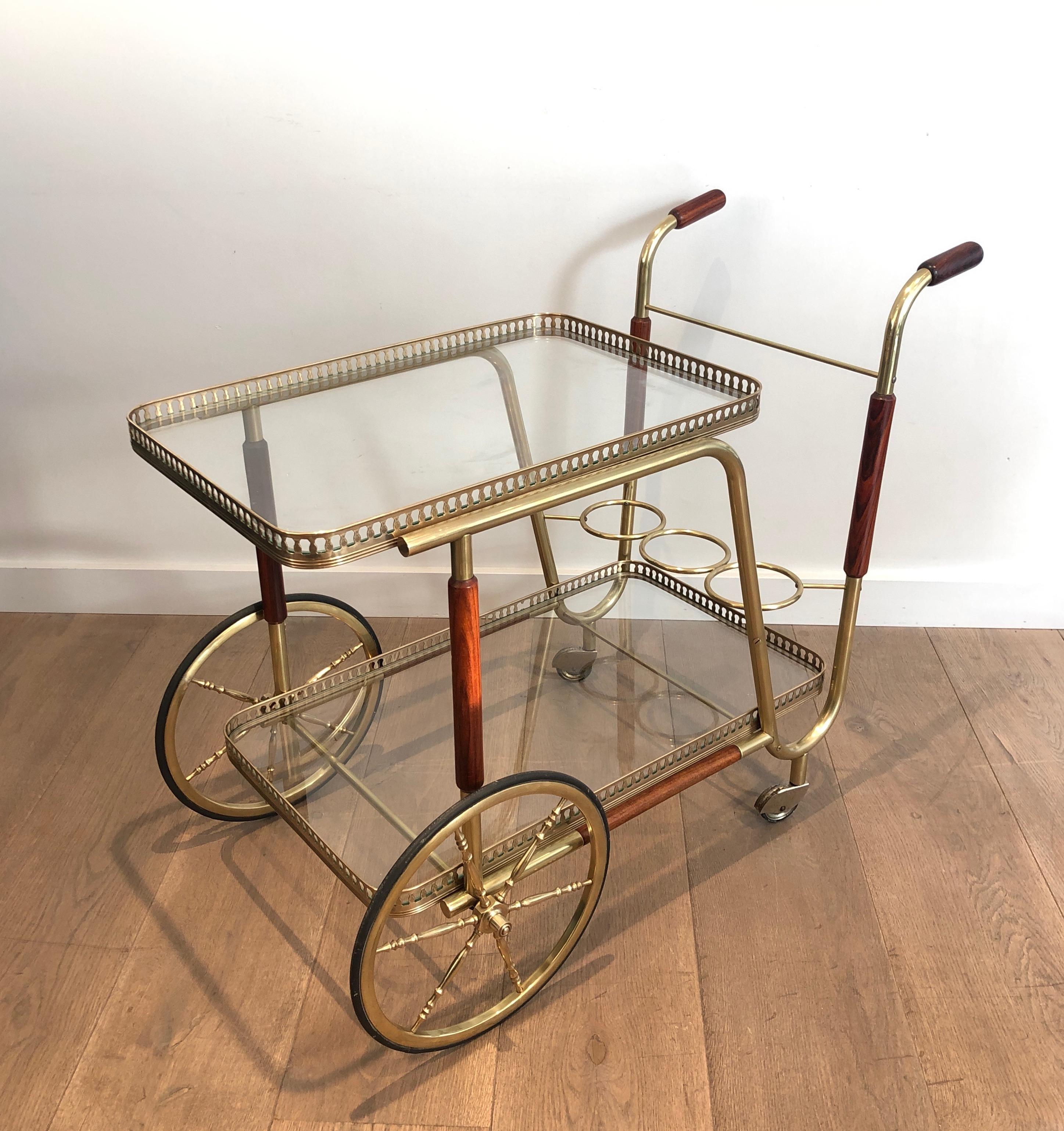Neoclassical Mahogany and Brass Drinks Trolley, French Work, circa 1940