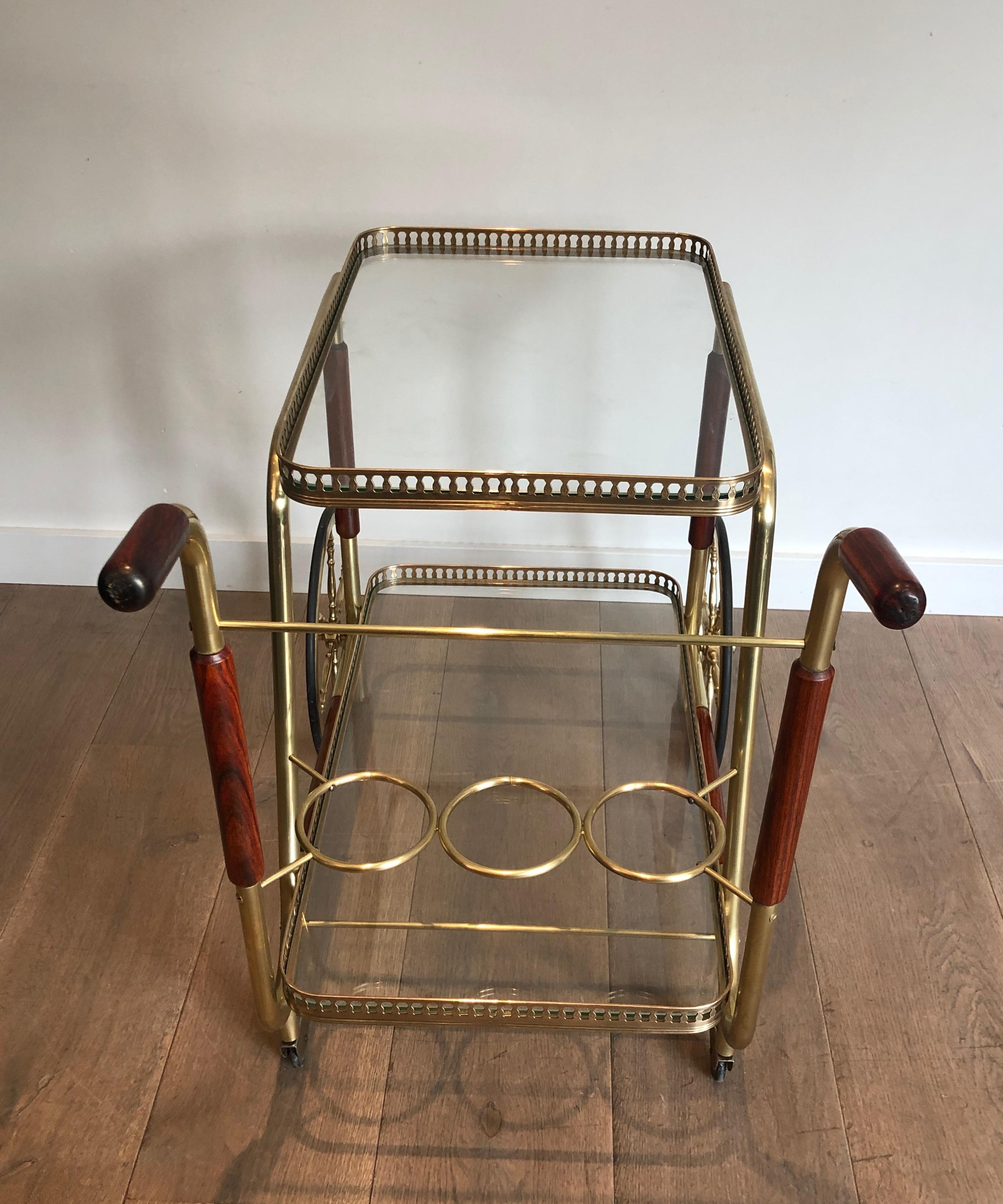 Mid-20th Century Mahogany and Brass Drinks Trolley, French Work, circa 1940