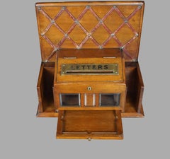 Mahogany and Brass English Country House Letter and Telegram Hanging Cabinet