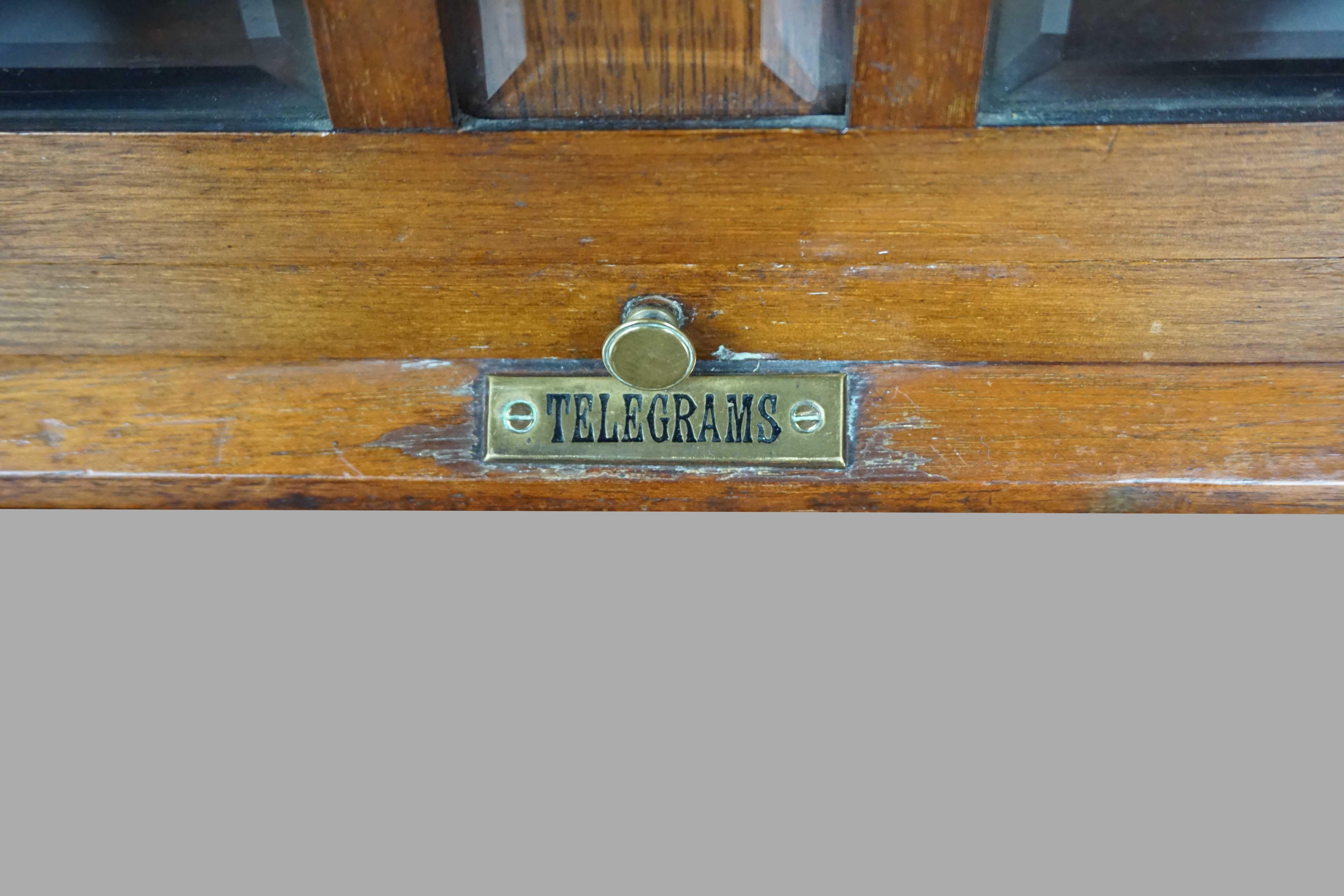 Mahogany and Brass English Country House Letter and Telegram Hanging Cabinet In Good Condition In San Francisco, CA