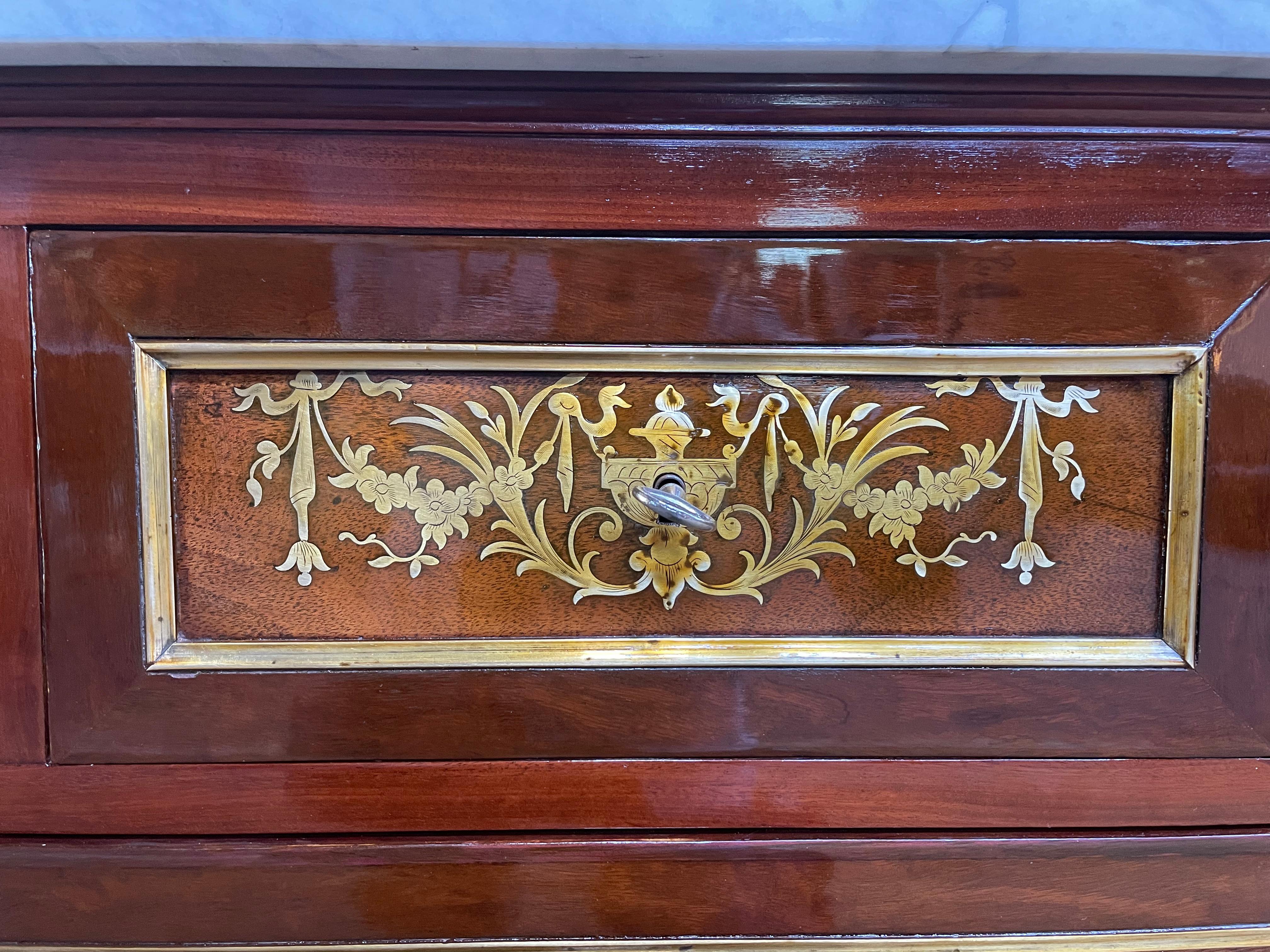 Louis XVI Mahogany and Brass Inlays For Sale