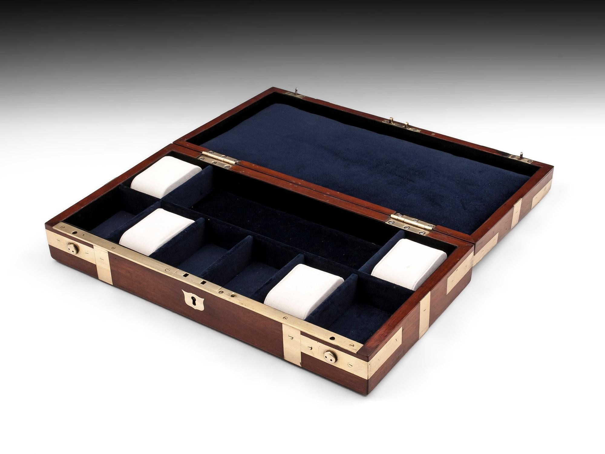 Mahogany and Brass Jewelry Watch Box 4