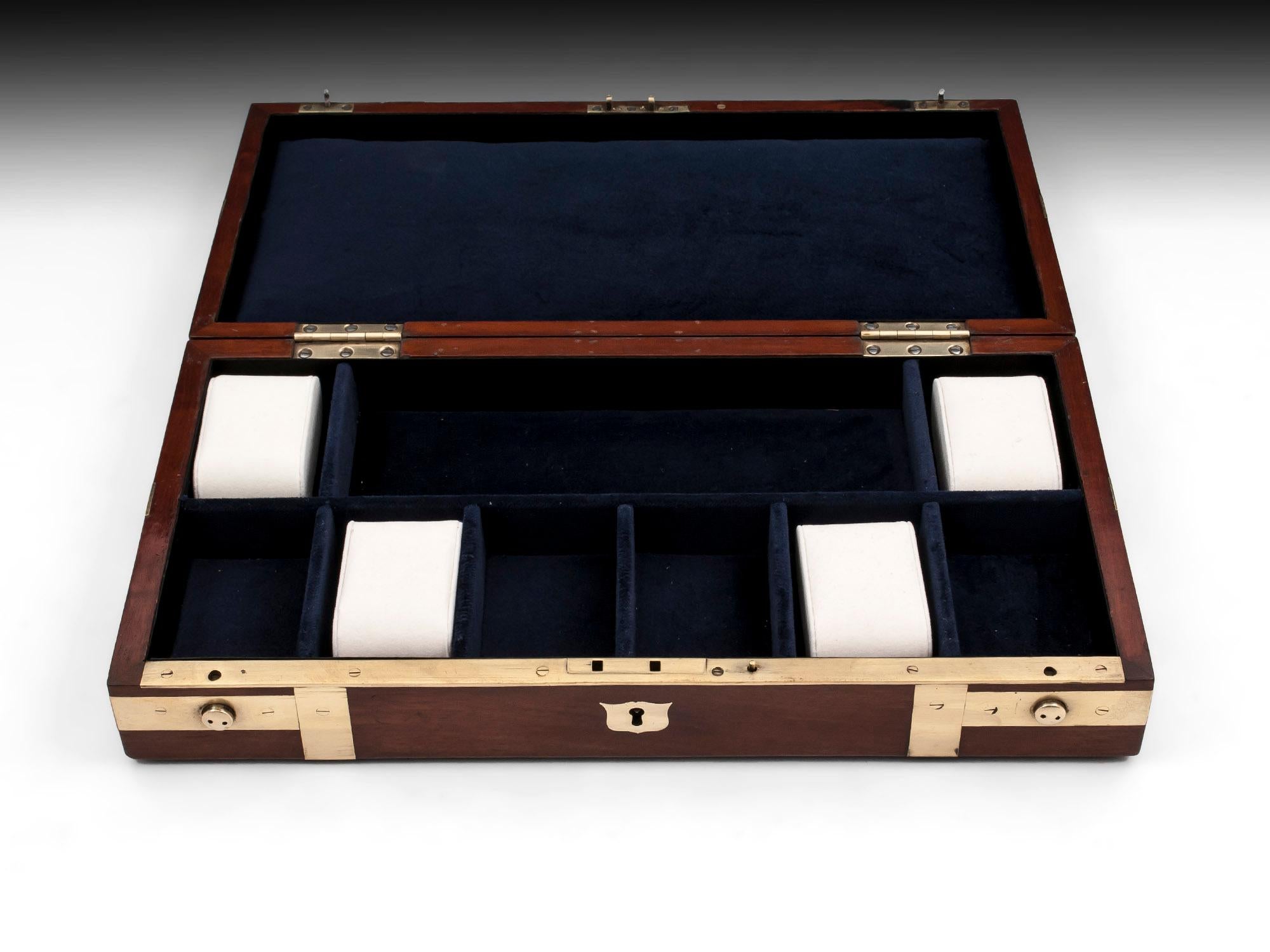 Mahogany and Brass Jewelry Watch Box 3