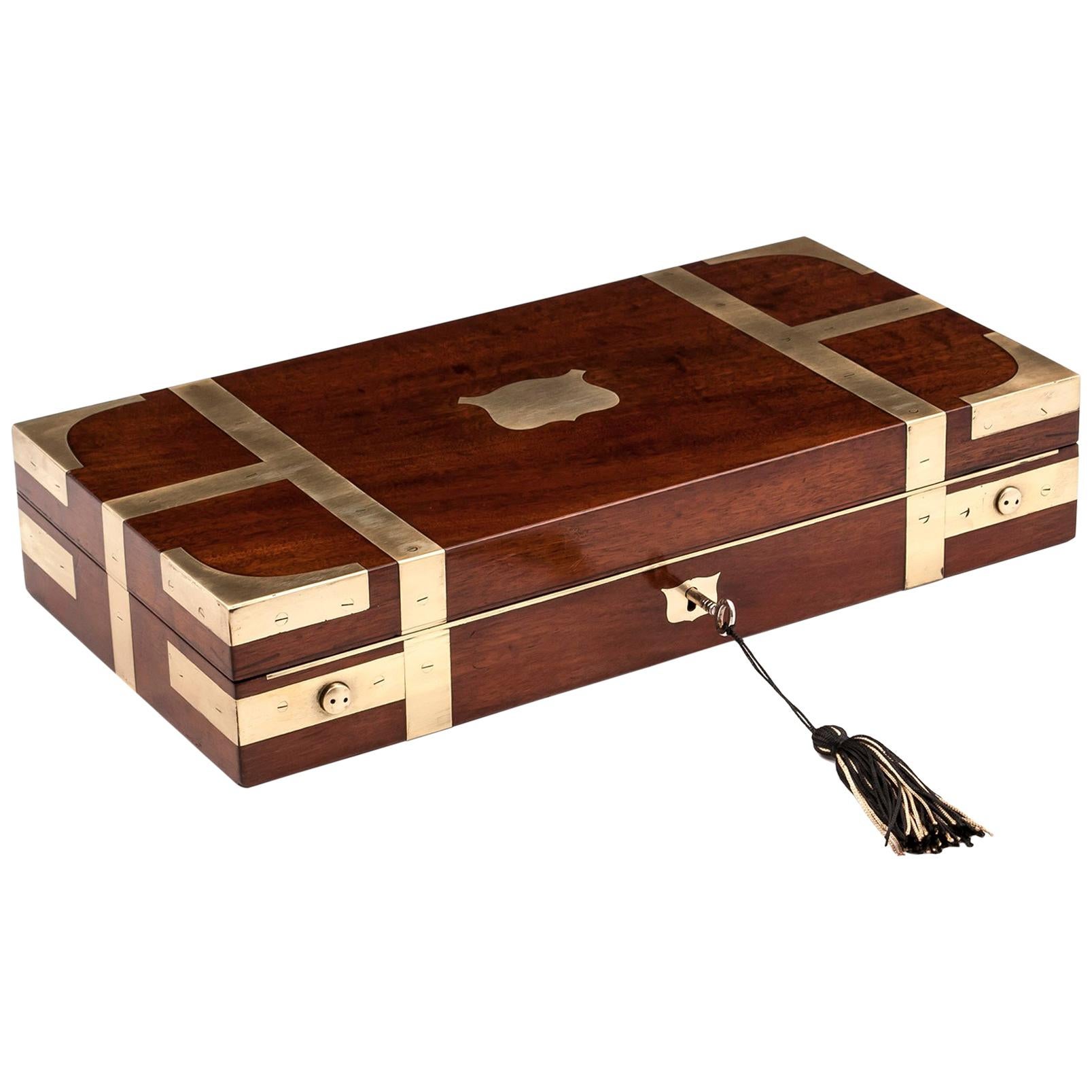 Mahogany and Brass Jewelry Watch Box