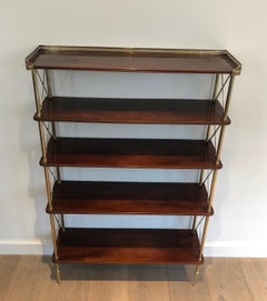 Mahogany and Brass Shelves Unit Attributed to Maison Jansen, Circa 1940