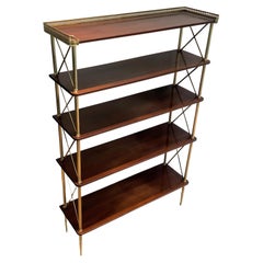 Mahogany and Brass Shelves Unit Attributed to Maison Jansen, Circa 1940