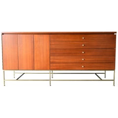 Vintage Mahogany and Brass Sideboard or Credenza by Paul McCobb for Directional, 1955
