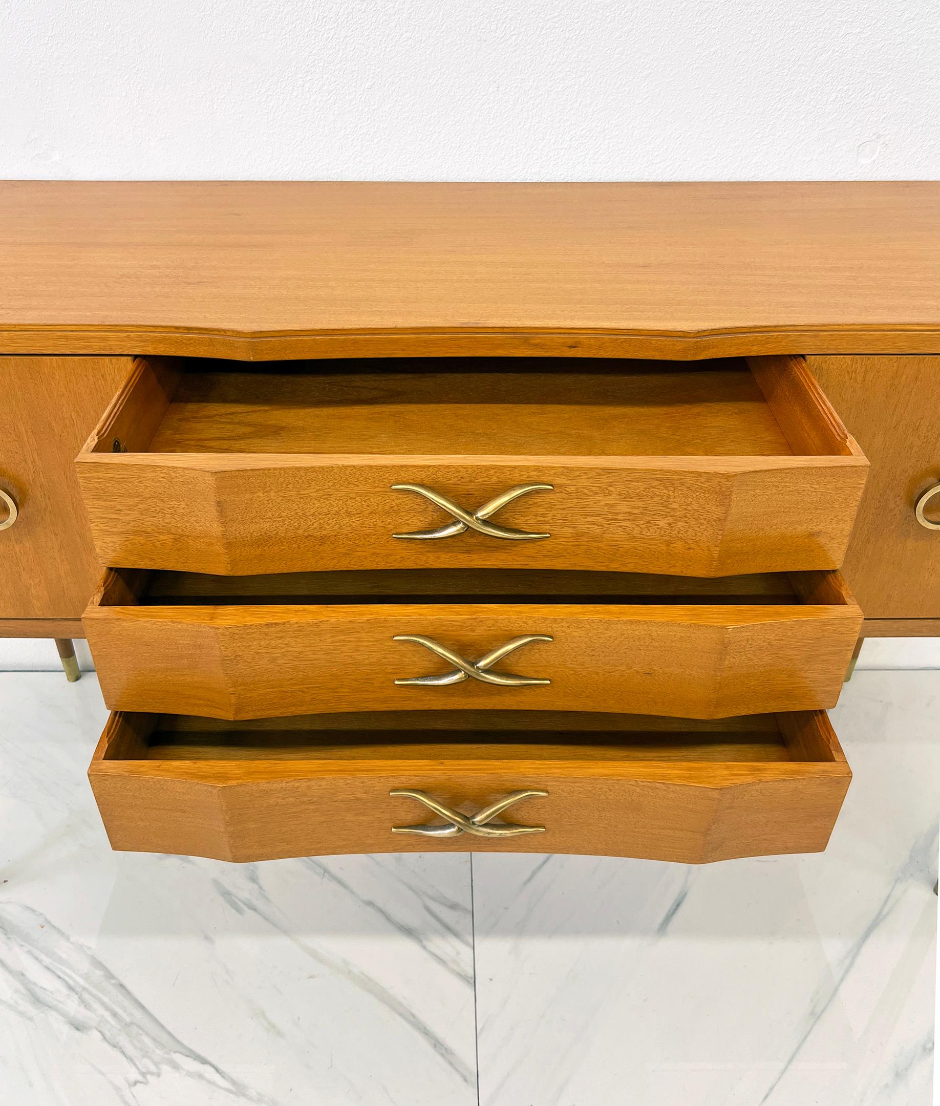 Mahogany and Brass Sideboard, Paul Frankl, Brown Saltman, 1940's For Sale 4