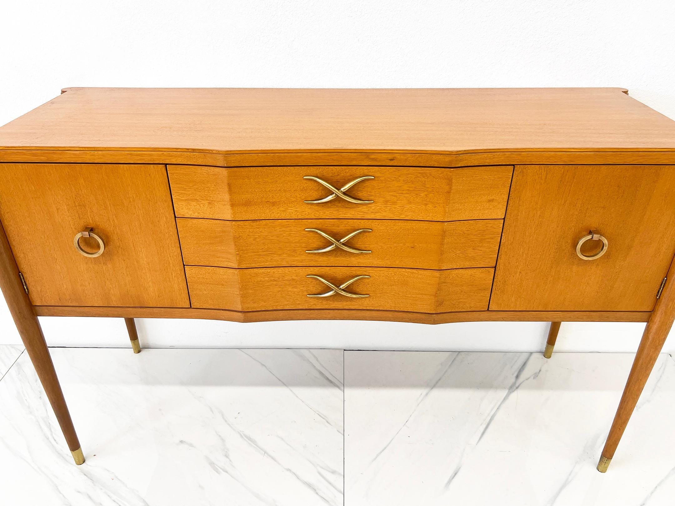 Mahogany and Brass Sideboard, Paul Frankl, Brown Saltman, 1940's For Sale 7