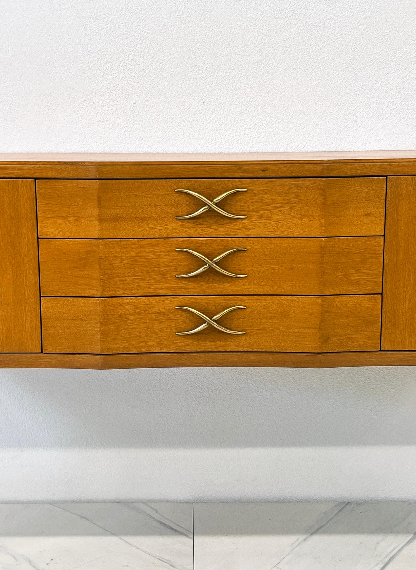 Mahogany and Brass Sideboard, Paul Frankl, Brown Saltman, 1940's For Sale 3