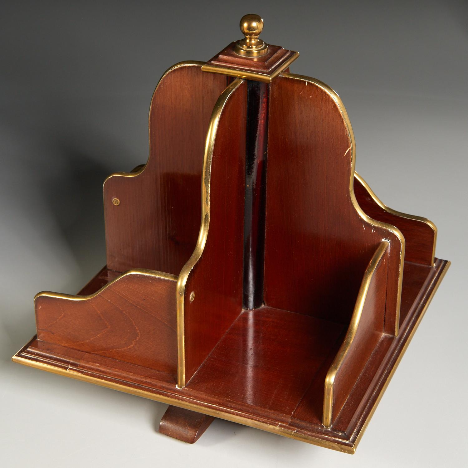 English Mahogany and Brass Tabletop Bookstand, from a Parish-Hadley Design Commission For Sale