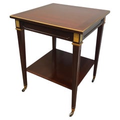 Mahogany and Brass Two Tiers Center Table, This is a French Work by Hugnet Sign