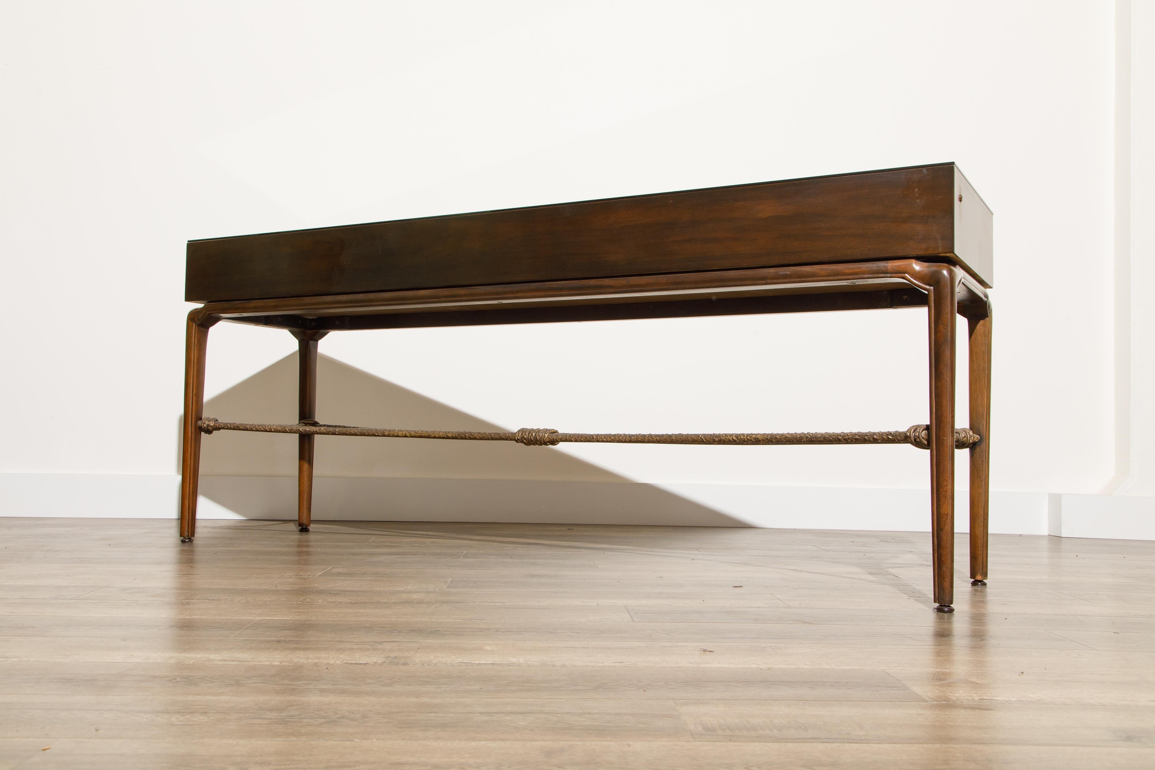 Mahogany and Bronze Console Table by Maurice Bailey for Monteverdi-Young, 1960s 5