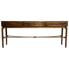 Mahogany and Bronze Console Table by Maurice Bailey for Monteverdi-Young, 1960s